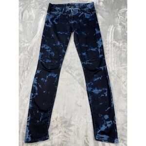 Mother The Looker Rebel in Silk Tie Dye Skinny Jeans Blue Black Size 27